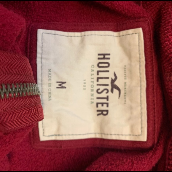 Dark Red Hollister Zip- Up Hoodie - Picture 3 of 3